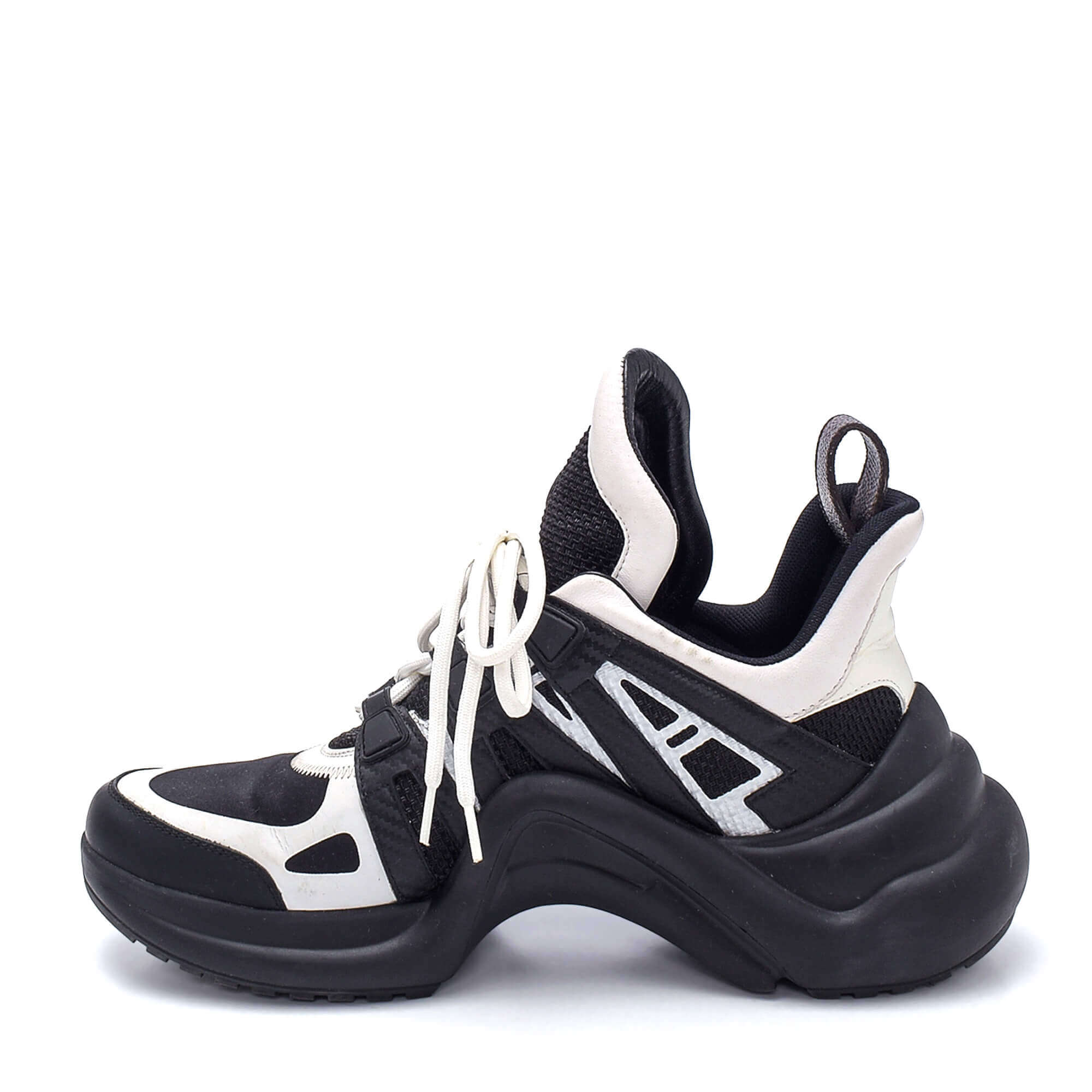Louis Vuitton - Black & White Leather Fabric Archlight Sneakers